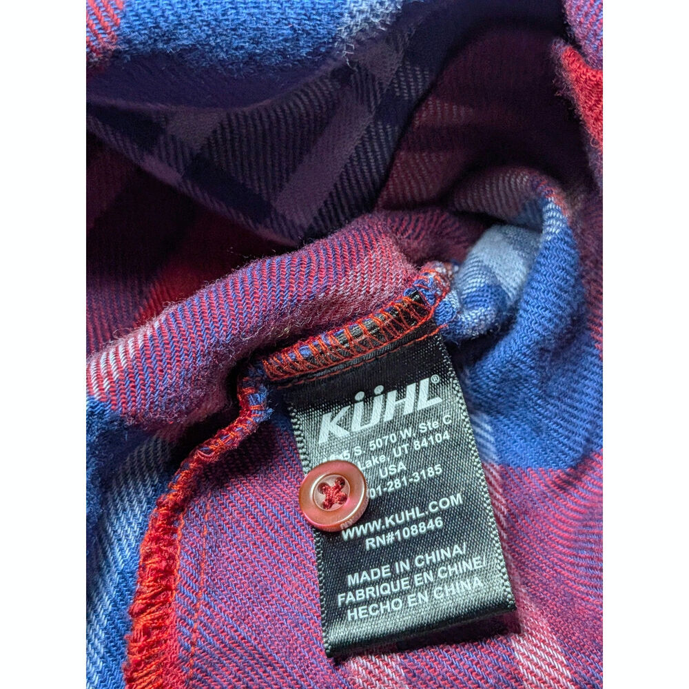 KÜHL Women's Small Red Navy Blue Plaid Flannel Button Up Long Sleeve Shirt S - Picture 7 of 12